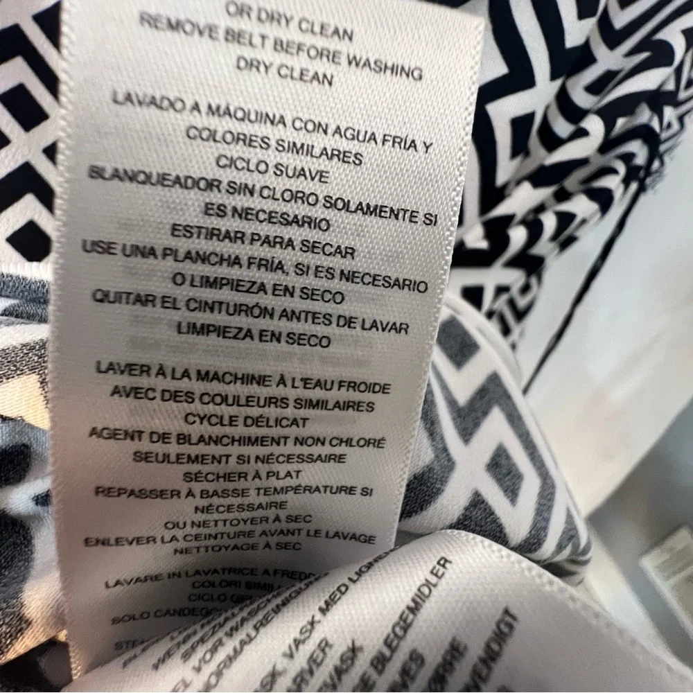 Michael Kors Dress Black & White Sheath Geometric Print  Dolman 3/4 Sleeves S
